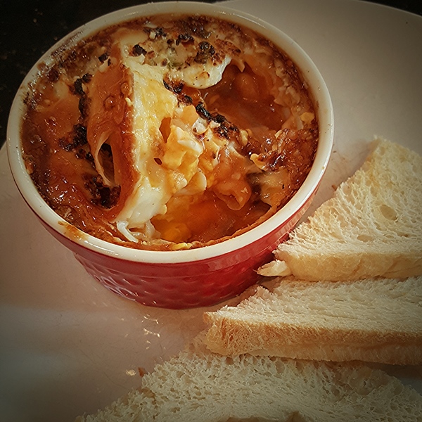 Baked Beans and Eggs Spanish Breakfast
