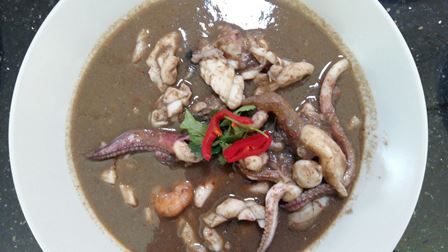 Squid Ink Sambal Prawn and Squid