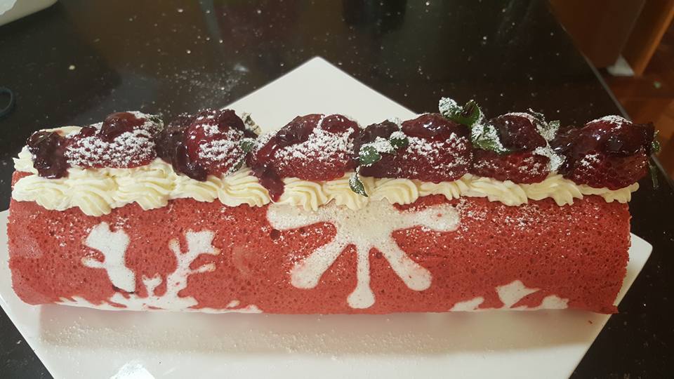 Snow Flake Red Velvet Roll